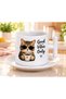 Good Vibes Only Turkish Coffee Cup with Cat Figure Wearing Glasses - 2