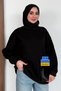 Women's 3 Thread Threaded Crew Neck Basic Hijab Sweatshirt 397 Black