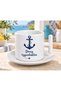 Sea Is Freedom Written Sea-Themed Coffee Cup with Anchor Figure