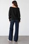 Women's Black Boat Neck Embroidered Stone Detailed Sweater - 5