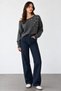Women's Anthracite Boat Neck Embroidered Stone Detailed Sweater - 2