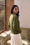 Women's Crew Neck Buttoned Soft Textured Knitwear Cardigan Green 26W3033 - 4