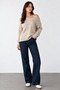 Women's Beige Boat Neck Embroidered Stone Detailed Sweater - 3
