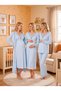 New Season Blue Ribbed Special Design Long Sleeve 100% Cotton Maternity Pajama Set with Breastfeeding Feature Nightgown Set - 4