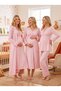 New Season Pink Ribbed Special Design Long Sleeve 100% Cotton Maternity Pajama Set with Breastfeeding Feature Nightgown Set - 4