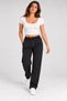 Women's Black 100% Cotton Solid Color Sweatpants - 4