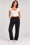 Women's Black 100% Cotton Solid Color Sweatpants