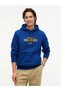 Men's Blue Sweatshirt with Brand Logo, Suitable for Daily Use