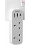 محول كهربائي مزدوج بمنفذين مع 3 منافذ USB (2 منفذ USB-C)