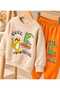 Cool Super Crocodile and Skateboard Patterned 2-Strap 100% Cotton Top and Bottom Children's Set with Pockets, Suitable for Boys' Kindergarten & Nursery - 2