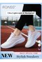 Women Stylish Low Top Sneakers, Lightweight Breathable Trainers for Ladies, Lace up Non Slip Sports