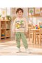 Cool Super Crocodile and Skateboard Patterned 2-Strap 100% Cotton Top and Bottom Children's Set with Pockets, Suitable for Boys' Kindergarten & Nursery