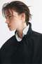 Scarf-collar bubble-hem jacket - 5