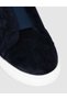 Genuine Leather Navy Blue Suede Laceless Men's Sneaker Shoes - 5