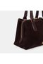 Women's Bitter Brown Double Handle Suede Textured Handbag - 5