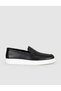 Genuine Leather Black White Sole Men's Loafer Shoes