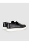 Genuine Leather Black White Sole Men's Loafer Shoes - 3