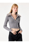 Faux Fur Collar Long Sleeve Zippered Crop Knitwear Cardigan - 2