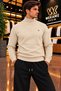 Men's Regular Fit Half Fisherman Embroidered Knitwear Sweater