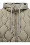 High Collar Detachable Hooded Long Sleeve Zippered Quilted Seasonal Coat - 8