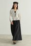 Pleated Top Buttoned Self-Striped Linen Blouse - 4