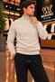 Men's Regular Fit Half Fisherman Embroidered Knitwear Sweater - 2