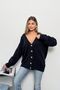 Women's V-Neck Buttoned Knitwear Cardigan Navy Blue - 27K 2664 - 4