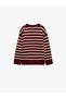 Long Sleeve Crew Neck Striped Sweater - 6