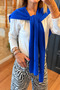 Blue Knitwear Sweater Scarf Tied Shoulder Shawl - 2