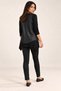 Women S Long Sleeve Asymmetrical Cut Viscose Blouse and Faux Leather Vest Two-Piece Set - Modern Layered Style and Casual Chic - 2