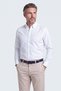 White Button-Down Collar Embroidered Logo Men's Shirt - 4