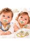 Baby Girl and Boy Luxury Design Royal White Evil Eye Bead Beaded Stone Pacifier and Chain Set Gold Gold