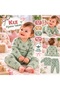 Zero Collar Cotton Printed Girls' Newborn Baby Elastic Waist Long Sleeve Top and Bottom Pajama Set 6-24 Months