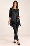 Women S Long Sleeve Asymmetrical Cut Viscose Blouse and Faux Leather Vest Two-Piece Set - Modern Layered Style and Casual Chic - 4