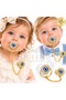Baby Girl Luxury Design Royal Queen Crown Stoned Pacifier and Chain Set Gold Gold Black