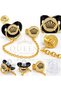 Baby Girl Luxury Design Royal Queen Crown Stoned Pacifier and Chain Set Gold Gold Black - 2