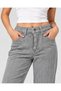 Women's Gray Five-Pocket Wide-Leg Velvet Textured Trousers - 3