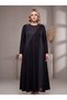 Crew Neck Silk Cupra Garnished Crystal Fabric Full Length Dress - 7