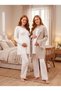 New Season Beige Winter Jacquard Shawl Collar Buttoned Design Long Sleeve Maternity Pajama Set 3-Piece Set - 7