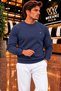 Men's Regular Fit Crew Neck Embroidered Knit Sweater - 4