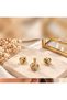 Gold Color Stone Detailed Earrings and Pendant Set
