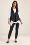 Women S Long Sleeve Asymmetrical Cut Viscose Blouse and Faux Leather Vest Two-Piece Set - Modern Layered Style and Casual Chic - 3