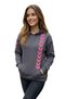 Women's Anthracite 100% Cotton Stripe Detailed Special Design Hooded Sweatshirt Vr.S.1003 - 3