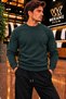 Men's Regular Fit Crew Neck Embroidered Knit Sweater