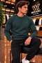 Men's Regular Fit Crew Neck Embroidered Knit Sweater - 5