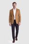 Camel Suede Textured Buttoned Blazer Jacket - 5