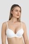 Women's Padded Supported Underwire Gathering Bra Set of 3 Low-Cut Detailed Solid Color Combination Piece - 6