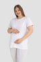 Delux Series Cotton Lycra White Short Sleeve Maternity T-Shirt Light Blouse Mother-To-Be Home Garment - 2