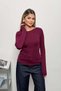 Women's Crew Neck Double Zipper Basic Blouse Plum - 27K 26021 - 3