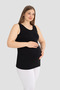 Maternity Undershirt Thick Strap Cotton Lycra Stretchy Black 3-Pack Maternity Wear Textile Product Clothing - 3